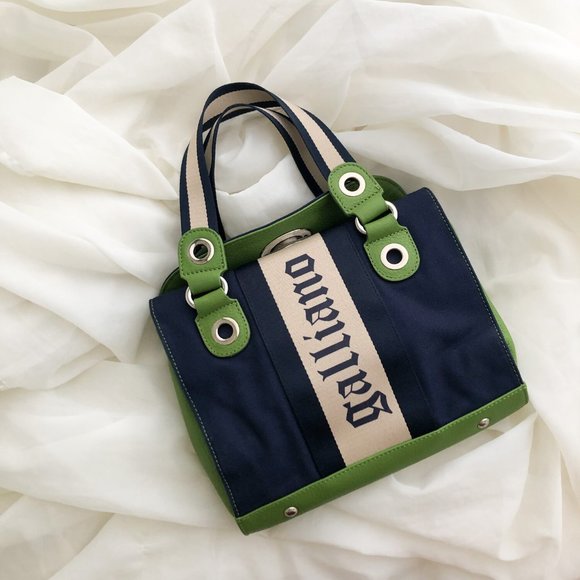 Galliano Seatbelt Logo Leather Handbag - Picture 1 of 5